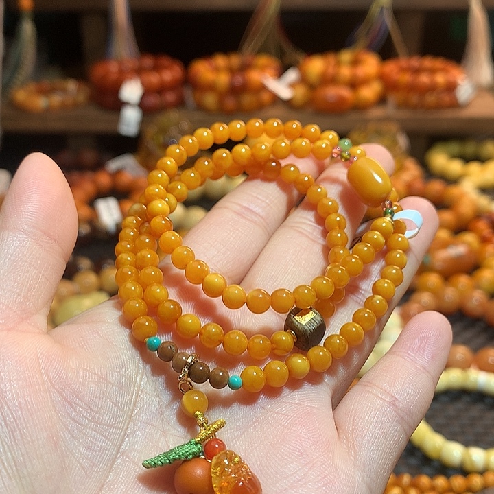 随***～蜜蜡未镶嵌手链蜜蜡手链