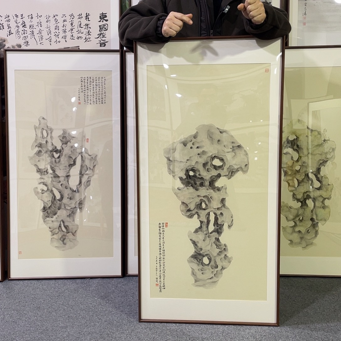 国画手绘画作品带框60/120