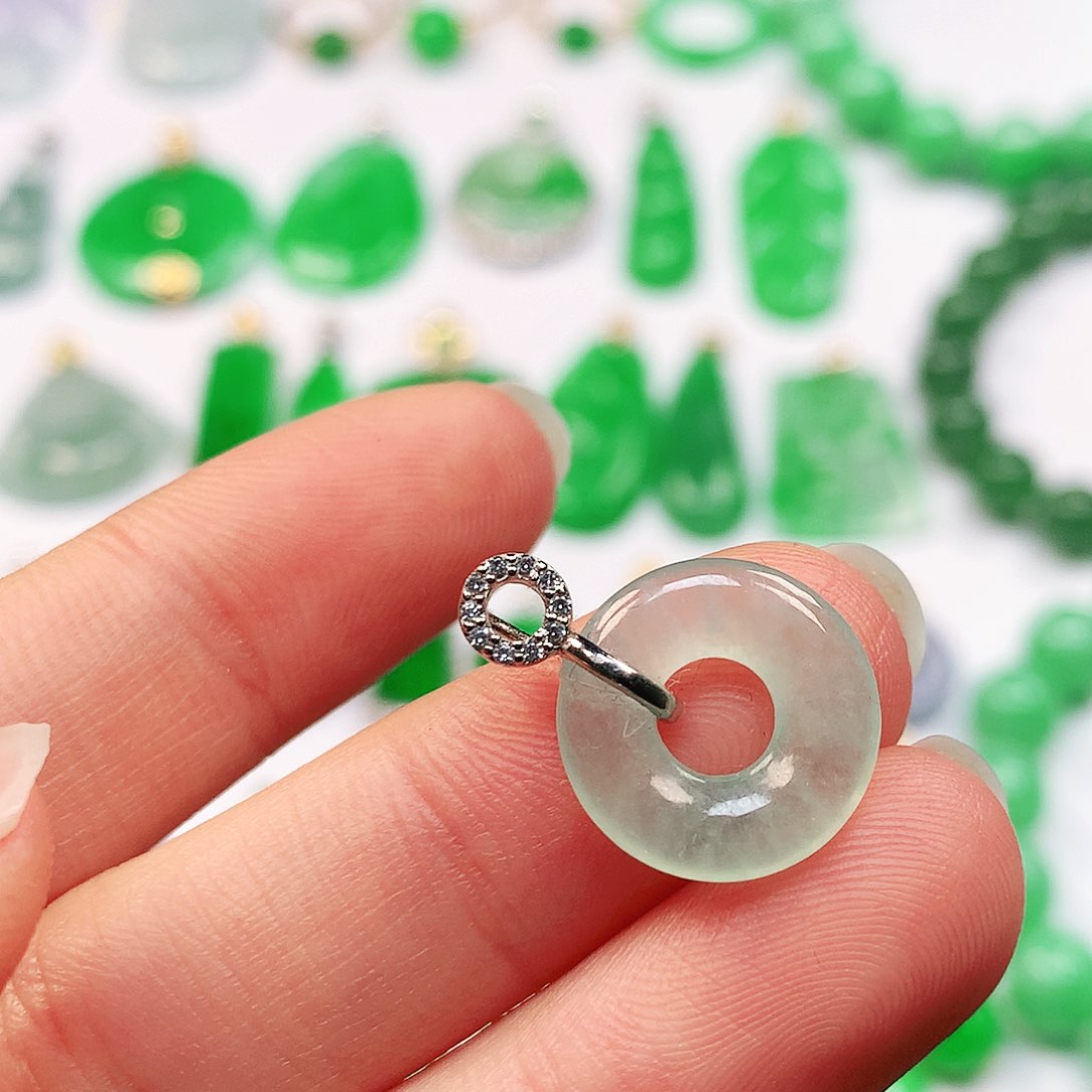 吊坠(不含链)银S925镶嵌翡翠