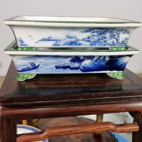 钰***儿陶手工手绘大德堂釉盆