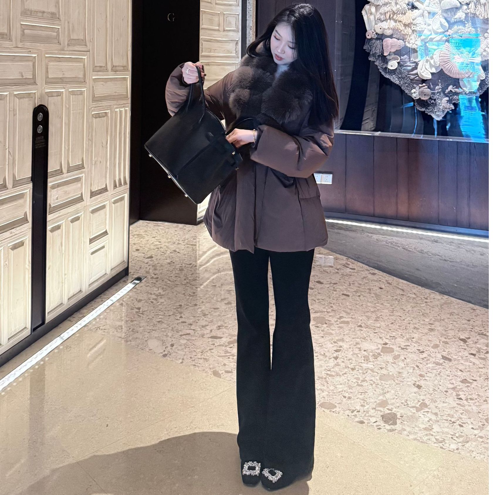 26年新款新色氛围感大狐狸毛领（可拆卸）收腰款加厚版高克重羽绒服