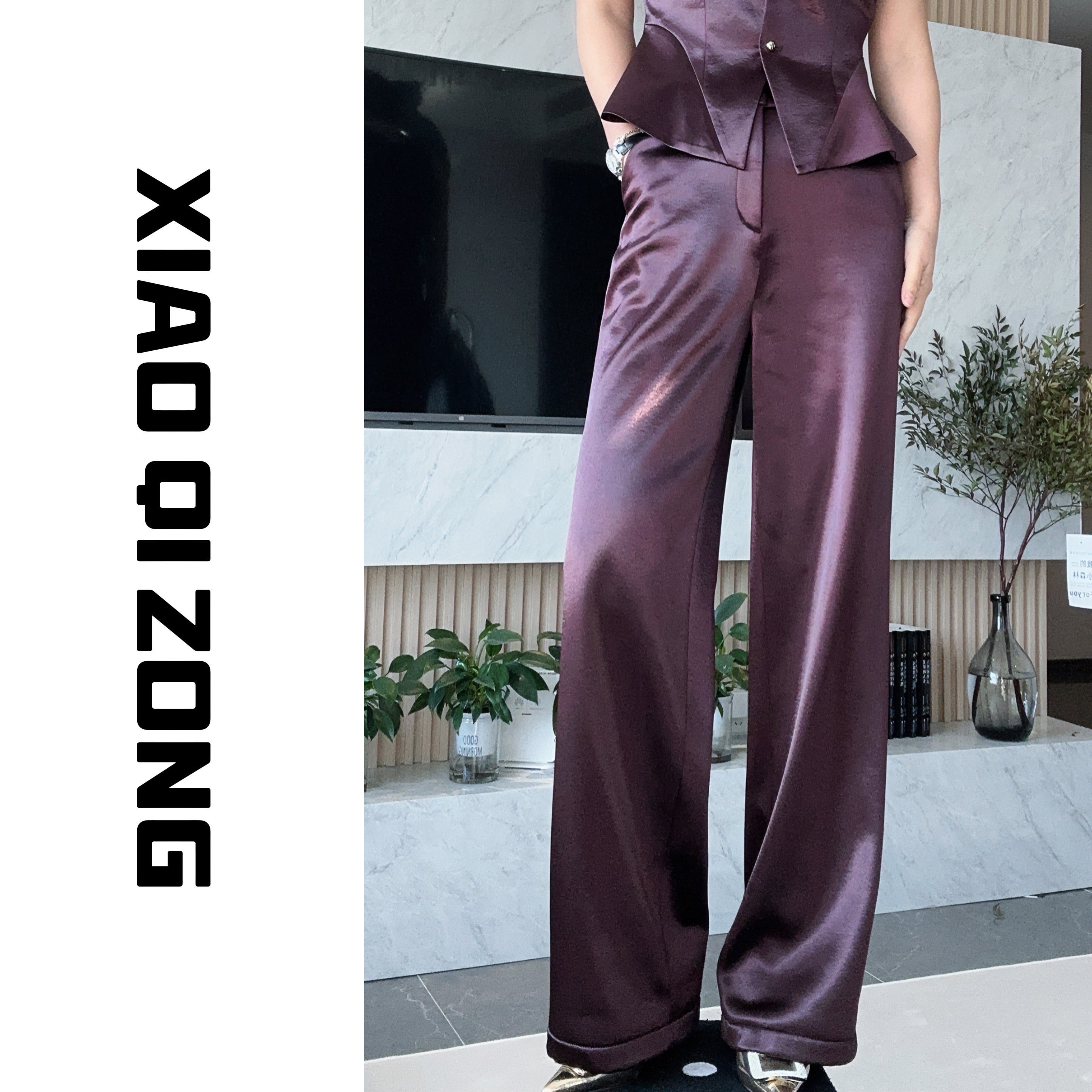 【小琪总】（1）加绒加厚秋冬新款进口重磅三醋酸垂感高级直筒裤69222