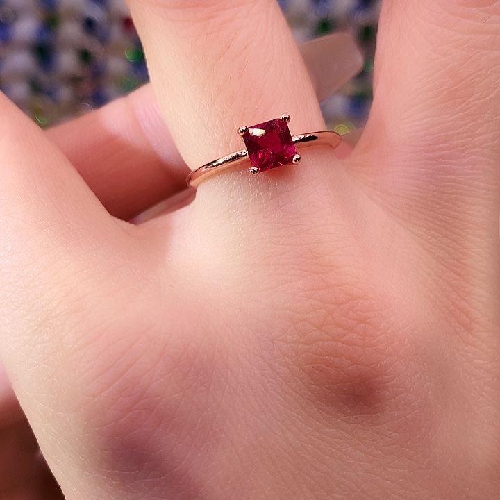 红宝石戒指银S925镶嵌