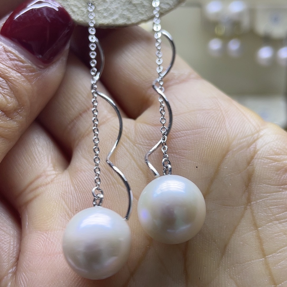 淡水珍珠耳饰银S925镶嵌