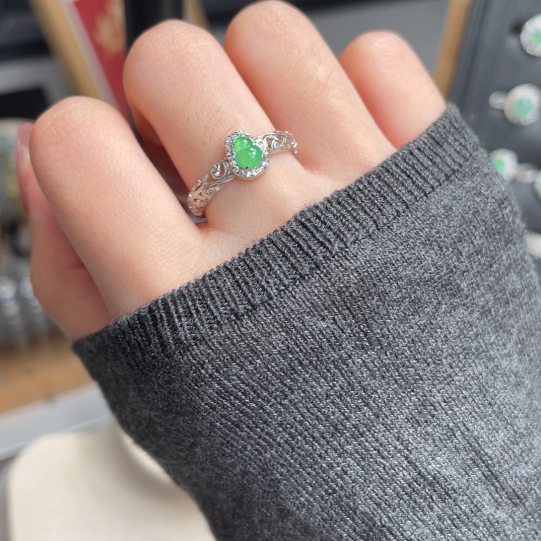 翡翠银S925镶嵌戒指