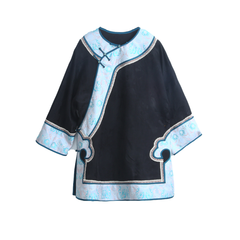 40姆米大牡丹满桑重锻提花染色香云纱圆领斜襟外套12525