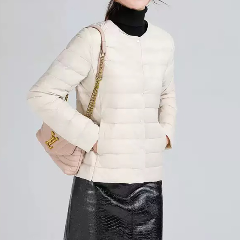 轻薄棉服冬季女款外套短款女2025冬新款修身无领内胆保暖