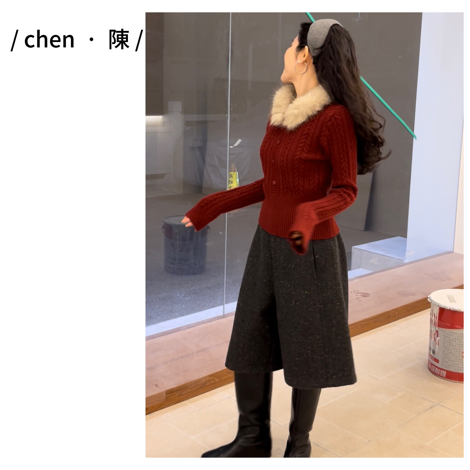 chen·陳【日常氛围】短款麻花保暖毛衣（可拆毛领）