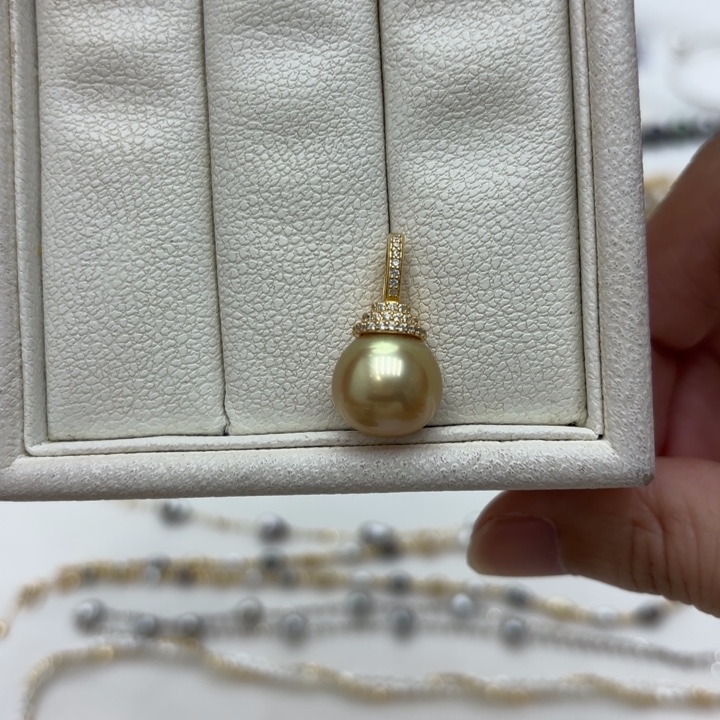 银S925镶嵌海水珍珠吊坠(不含链)