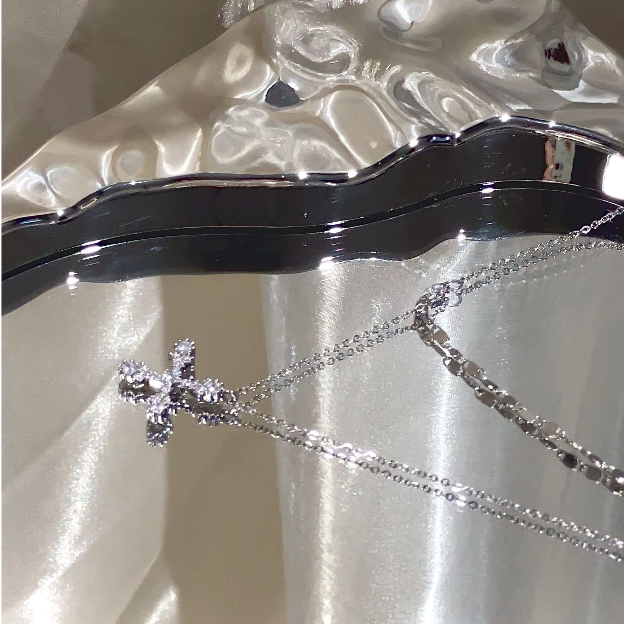 钛钢项链 克芮司Cyrs|【祈祷】原创设计百搭十字架锁骨链轻奢ins