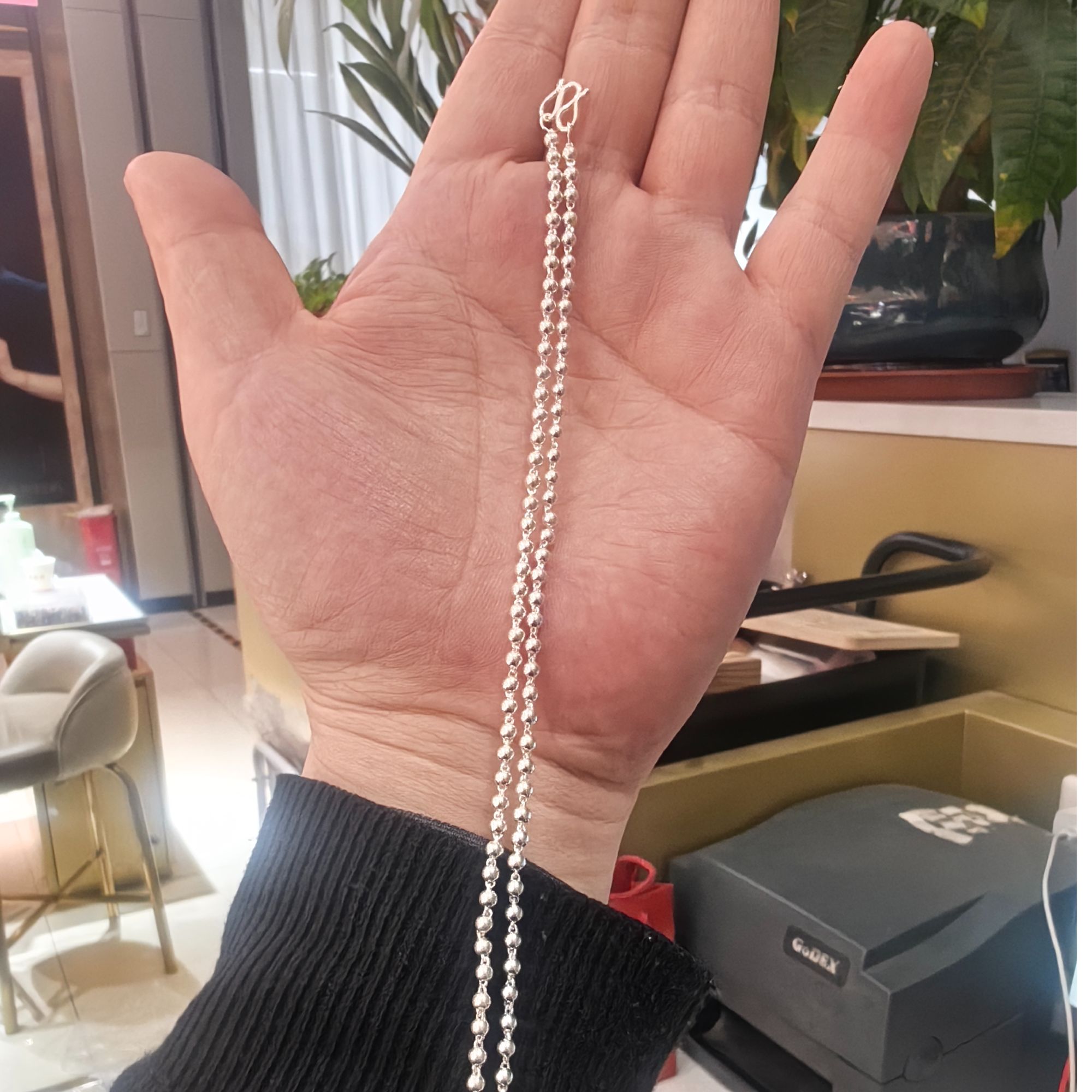 链子足银 足银光珠项链