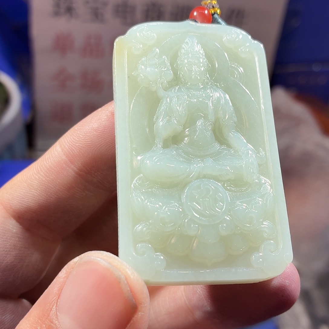 和田玉（糖玉）足银镶嵌颈饰