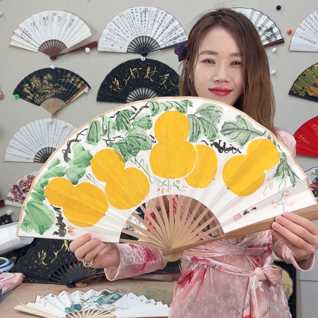 书法十寸文玩扇-手写-粘好发出