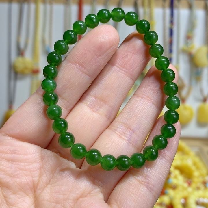 和田玉（碧玉）未镶嵌珠宝半成品6mm