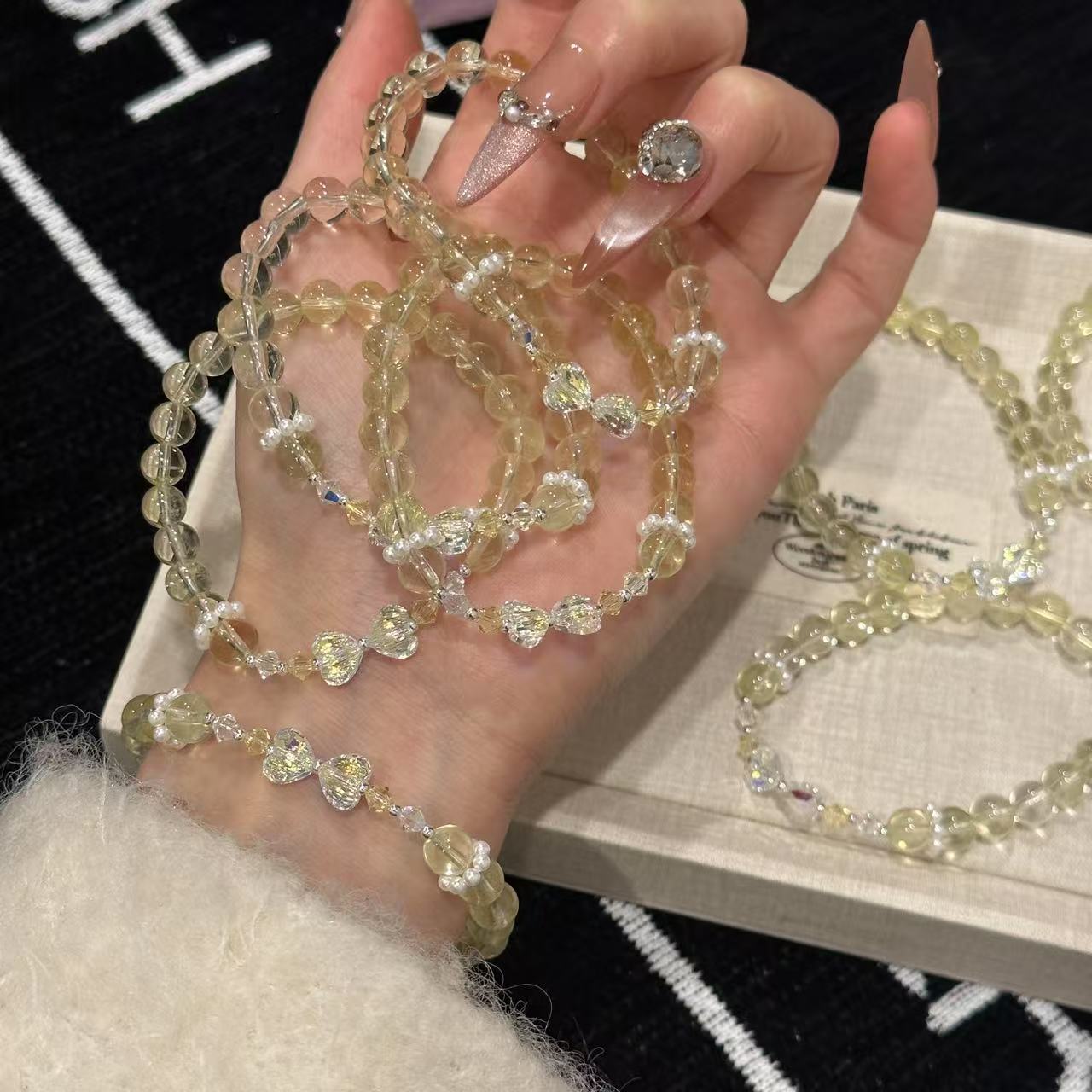 S286  软糯黄水 卡7黄水晶925银配重工手串