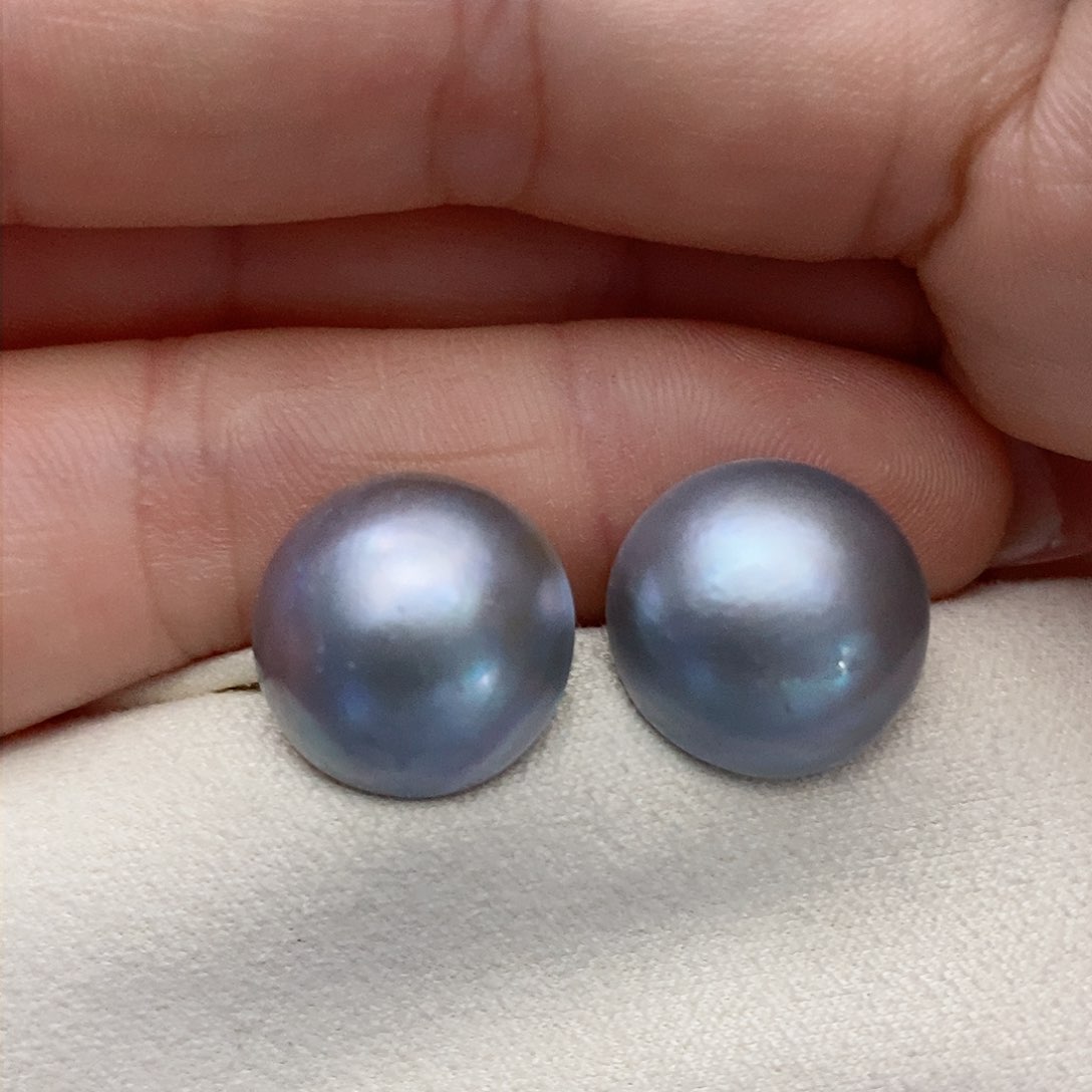 【闪购商品】拼合珍珠（马贝珠）耳饰银S925镶嵌