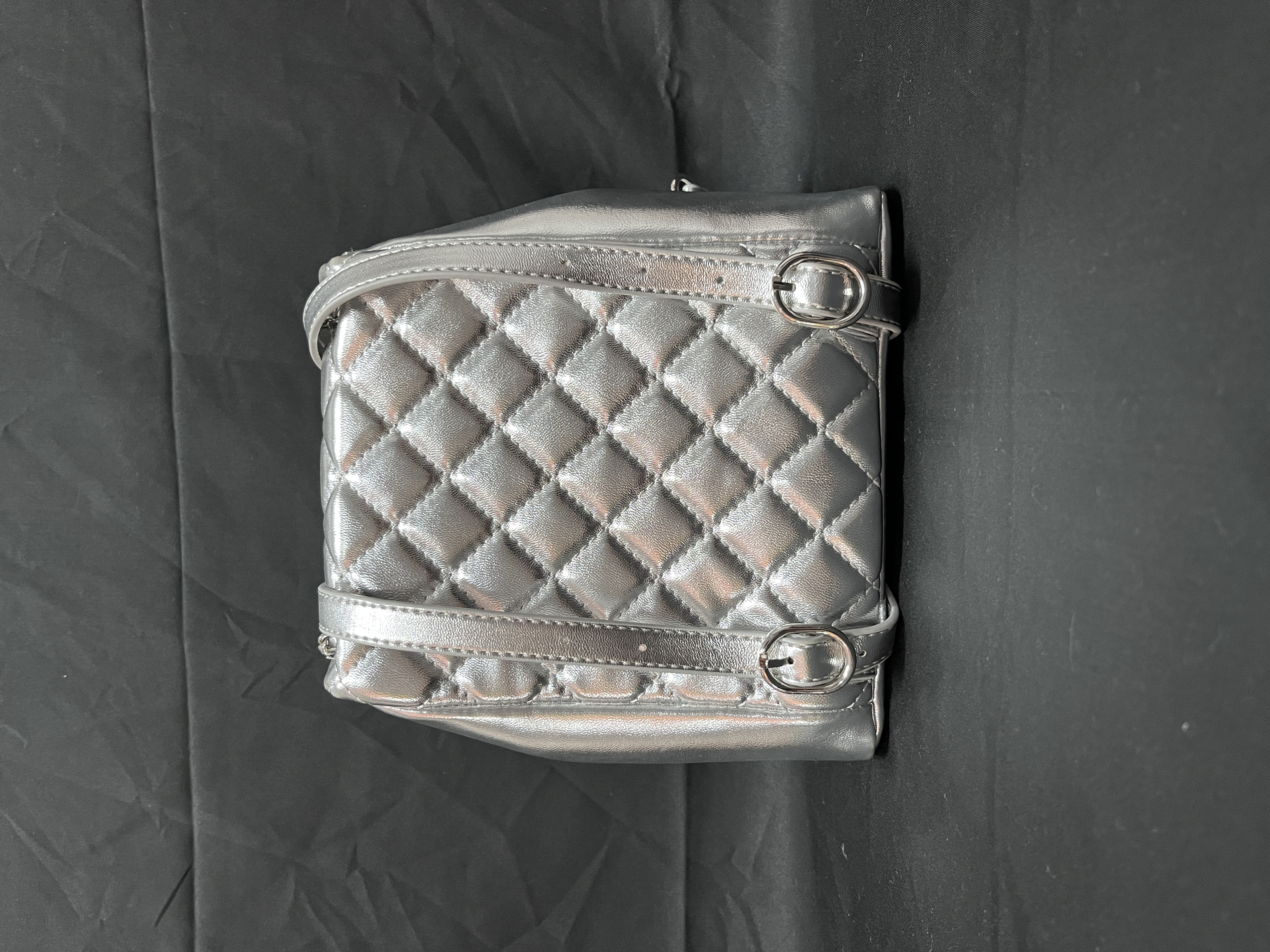 TOLEX2025新款手工时尚真皮银色珍珠双肩女包 0199