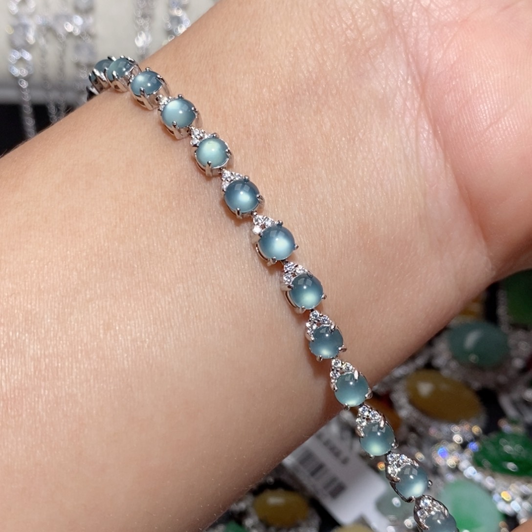 翡翠手链银S925镶嵌j jj o