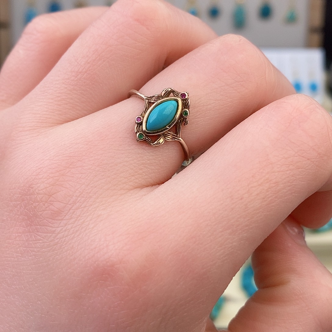 绿松石银S925镶嵌戒指