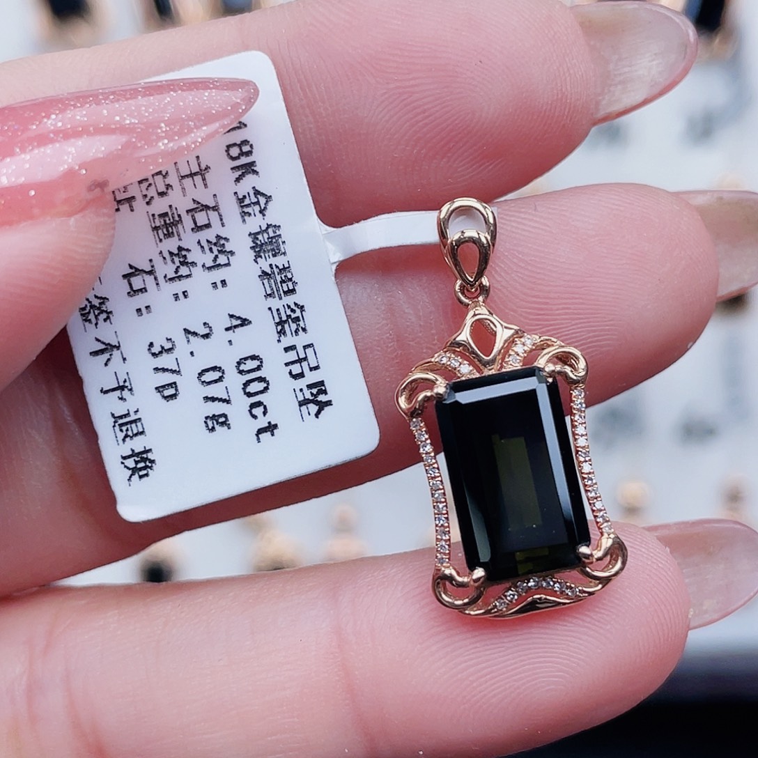 吊坠(不含链)碧玺18K金镶嵌