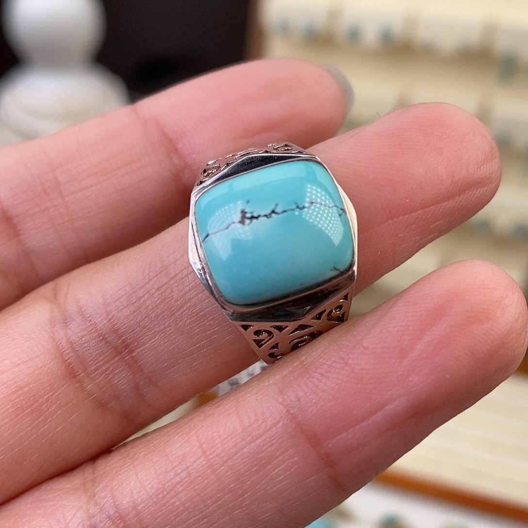 绿松石戒指银S925镶嵌