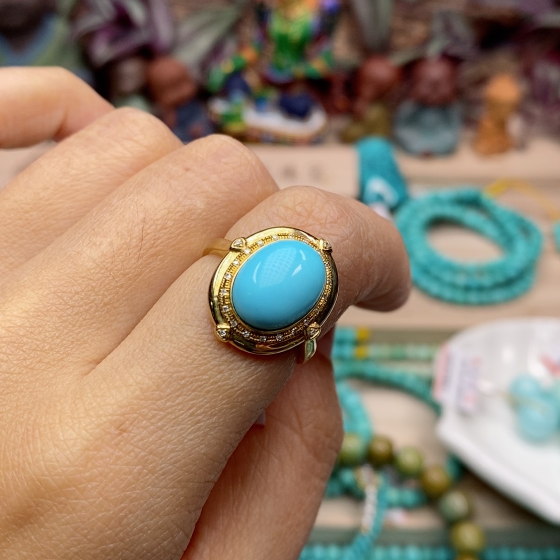 绿松石珠宝奇石18K金镶嵌