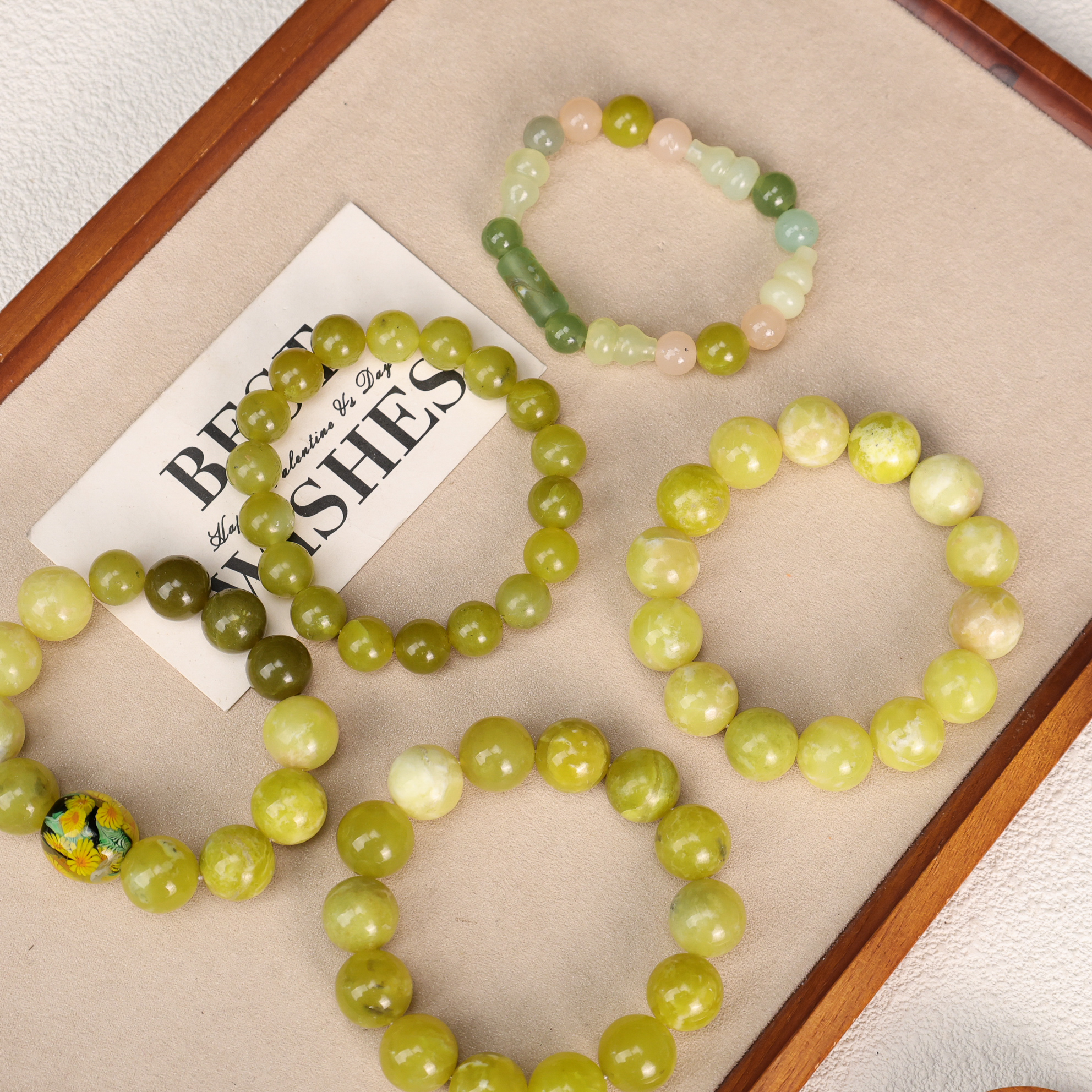 玻璃手链 XC-69 微瑕青提奶盖琉璃手串 孤品合集