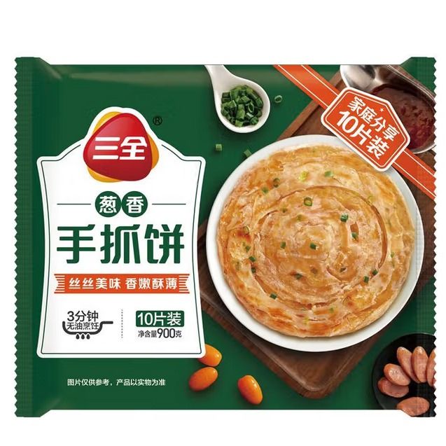 三全  葱香手抓饼10片装   900g/袋