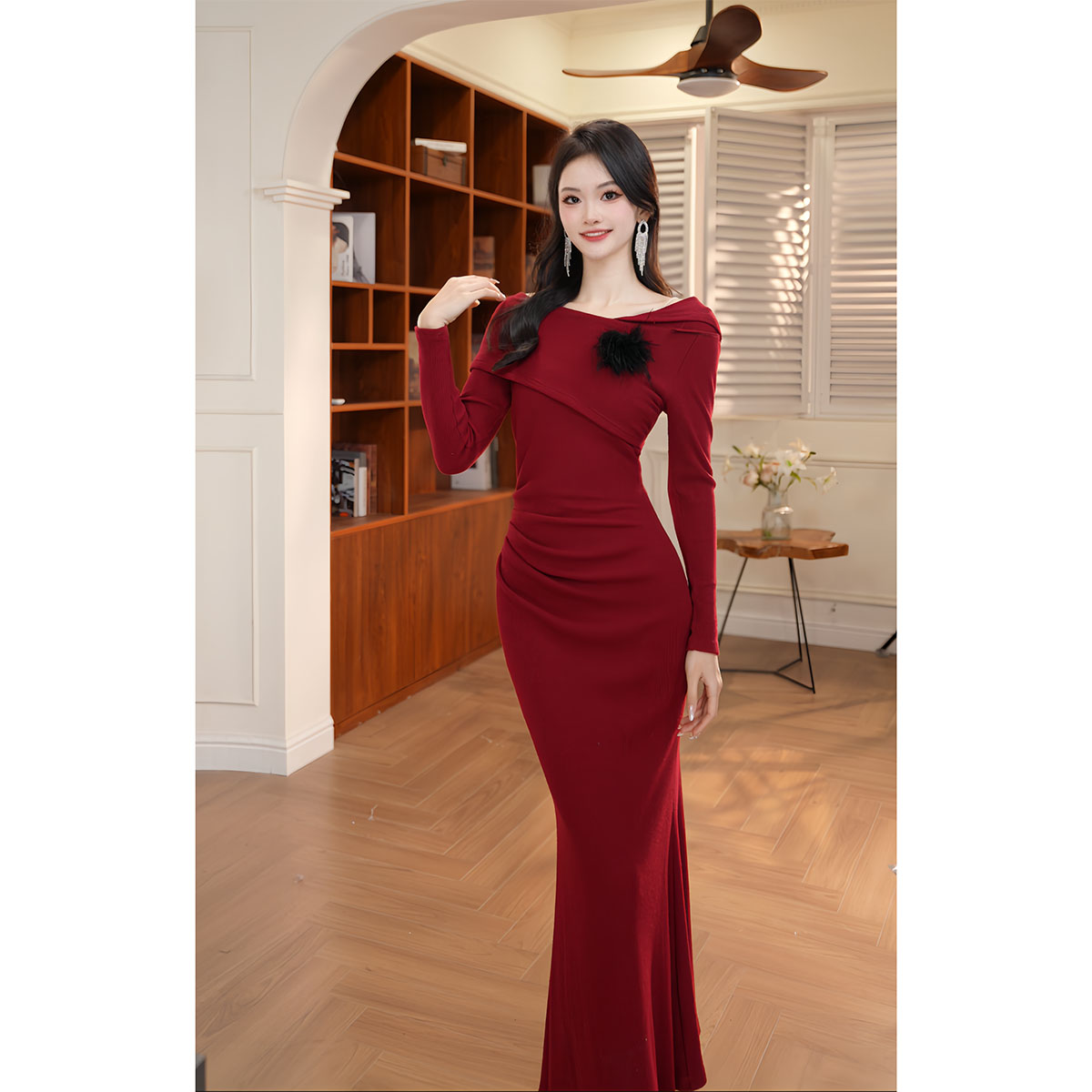 【香香定制】新款针织时尚气质优雅性感修身显瘦法式连衣裙11471