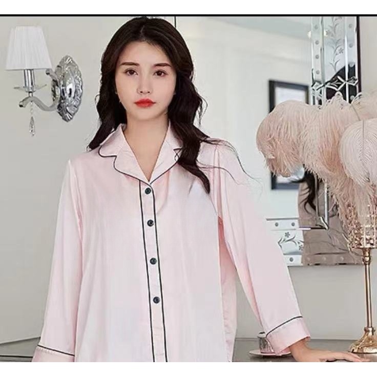 女夏季时尚冰丝长袖睡裙亲子B2077