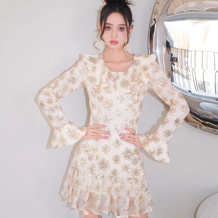 美拉德穿搭V领印花显瘦气质夏季连衣裙