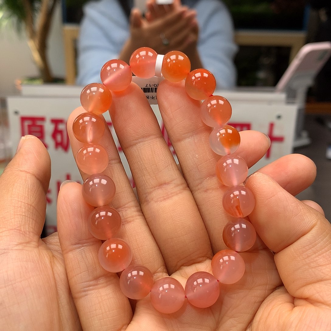 南红玛瑙原矿南红10mm肝掌冰飘手串未镶嵌