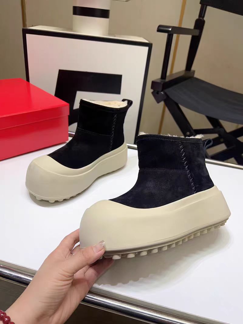 雪地靴女2025冬季新款磨砂真皮羊毛加厚大头厚底网红新款雪地靴