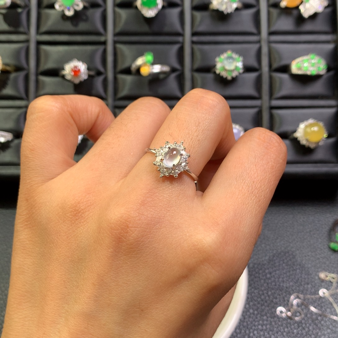 翡翠银S925镶嵌戒指