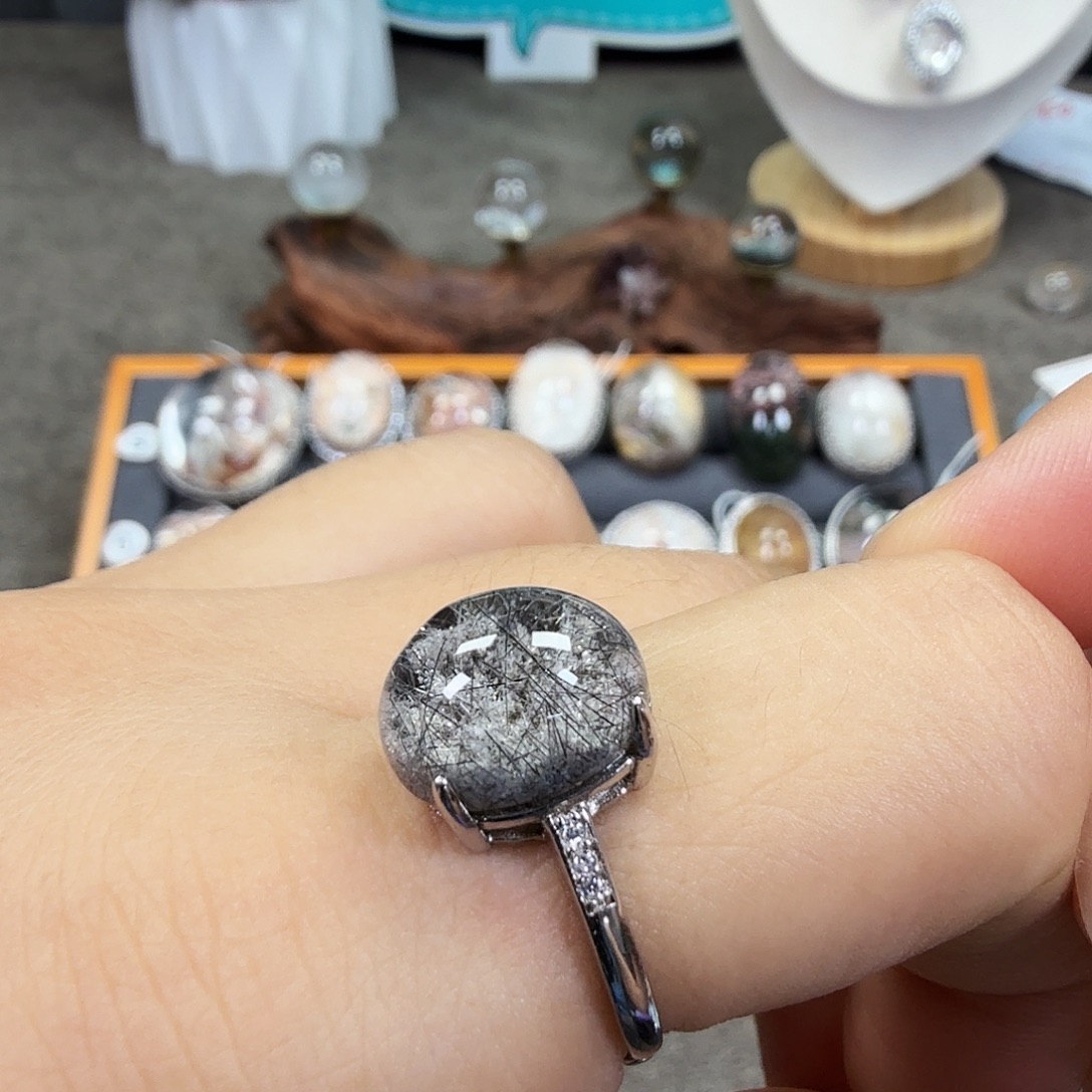 银S925镶嵌戒指水晶