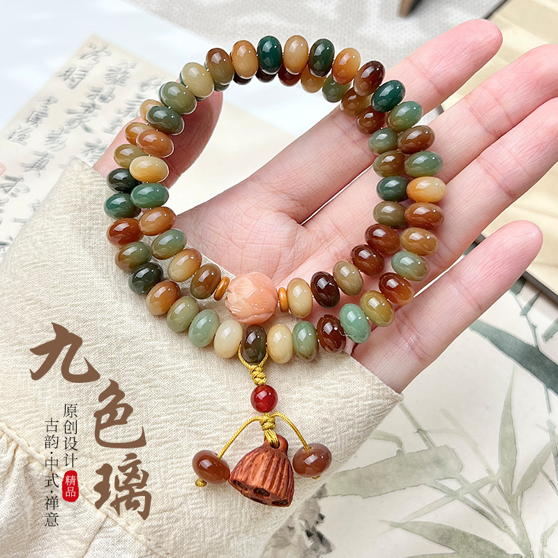敦煌  天然菩提手串爆款雕刻莲花男女多宝双圈文玩佛珠