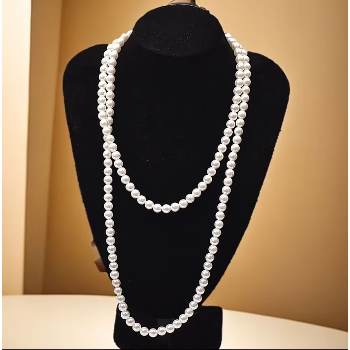 非金属玻璃项链 新中式国风长款珍珠项链时尚百搭复古素款气质