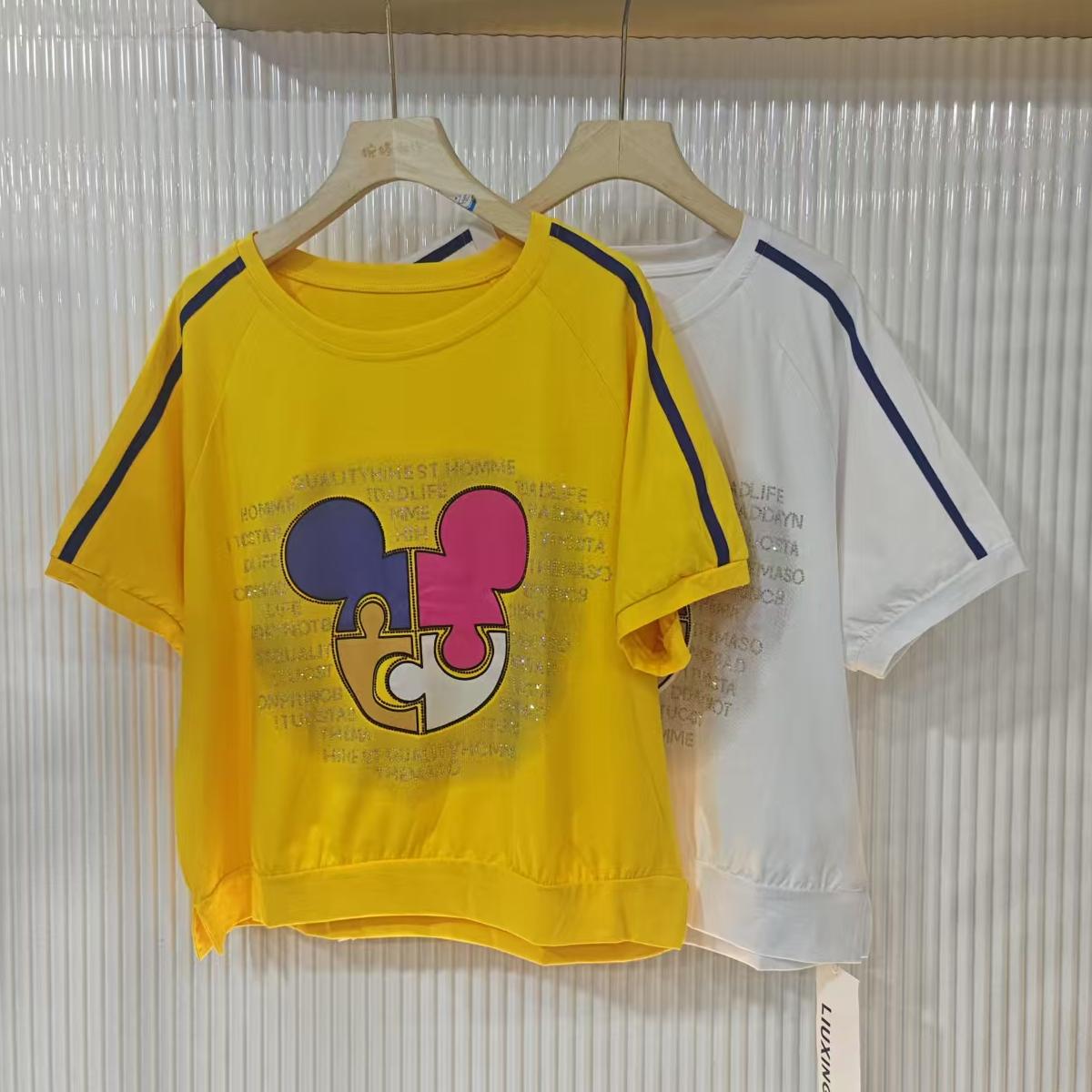 【七沐服饰】9052圆领短袖T恤夏季潮牌时尚百搭休闲女装宽松