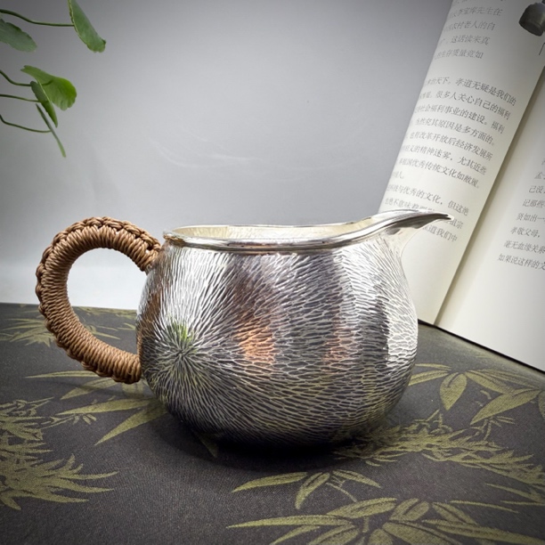 三朵锤纹 足银999纯手工茶海分茶器约115克220毫升