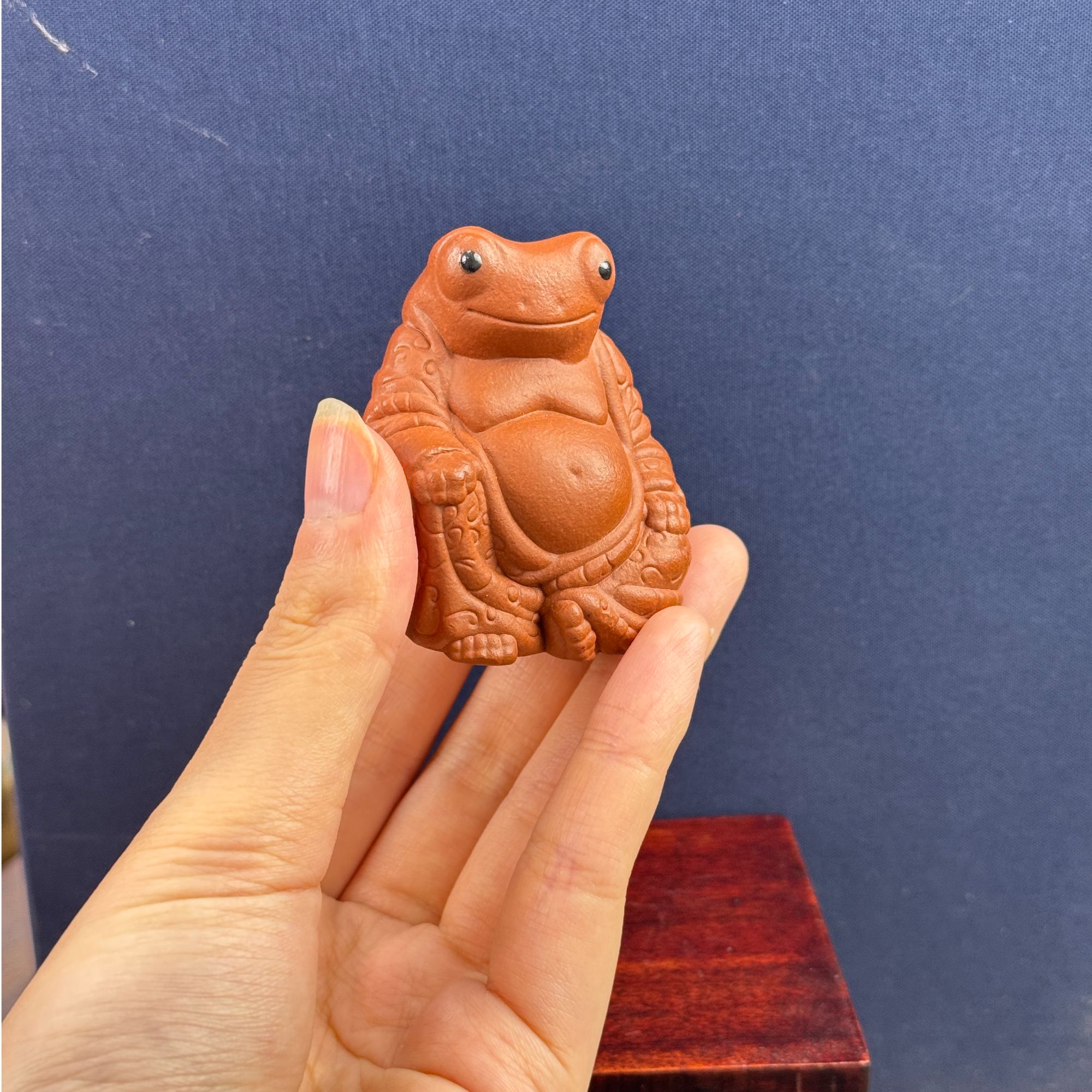 宜兴原矿紫砂紫泥金蟾蟾仙蟾蜍茶宠可养手工摆件手把长4宽3高6
