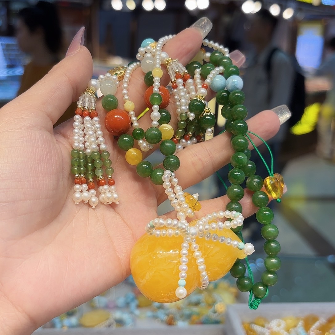 琥珀未镶嵌颈饰琥珀15克葫芦