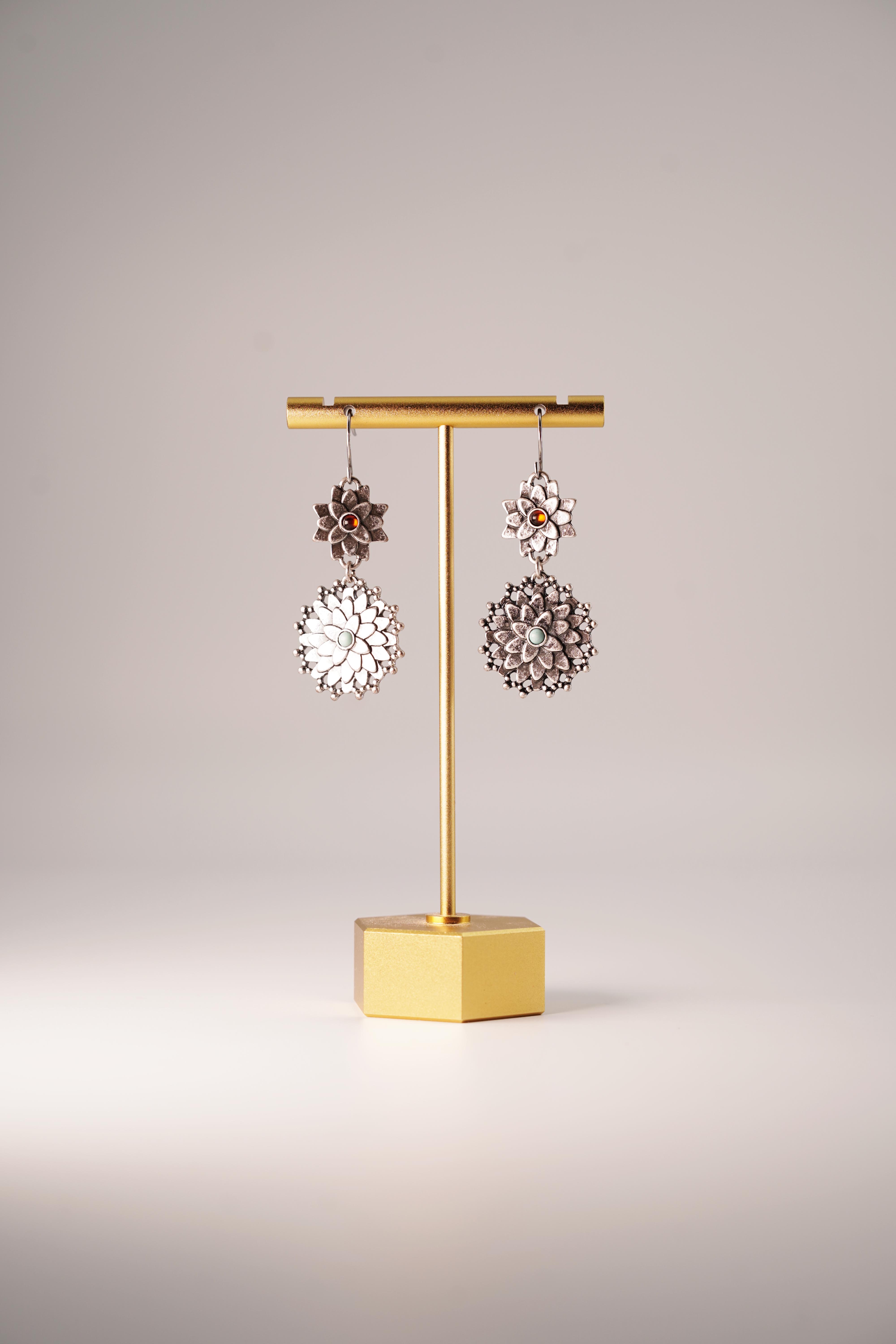 铜合金耳饰 @tract银莲花耳钩 中古老货默认微瑕