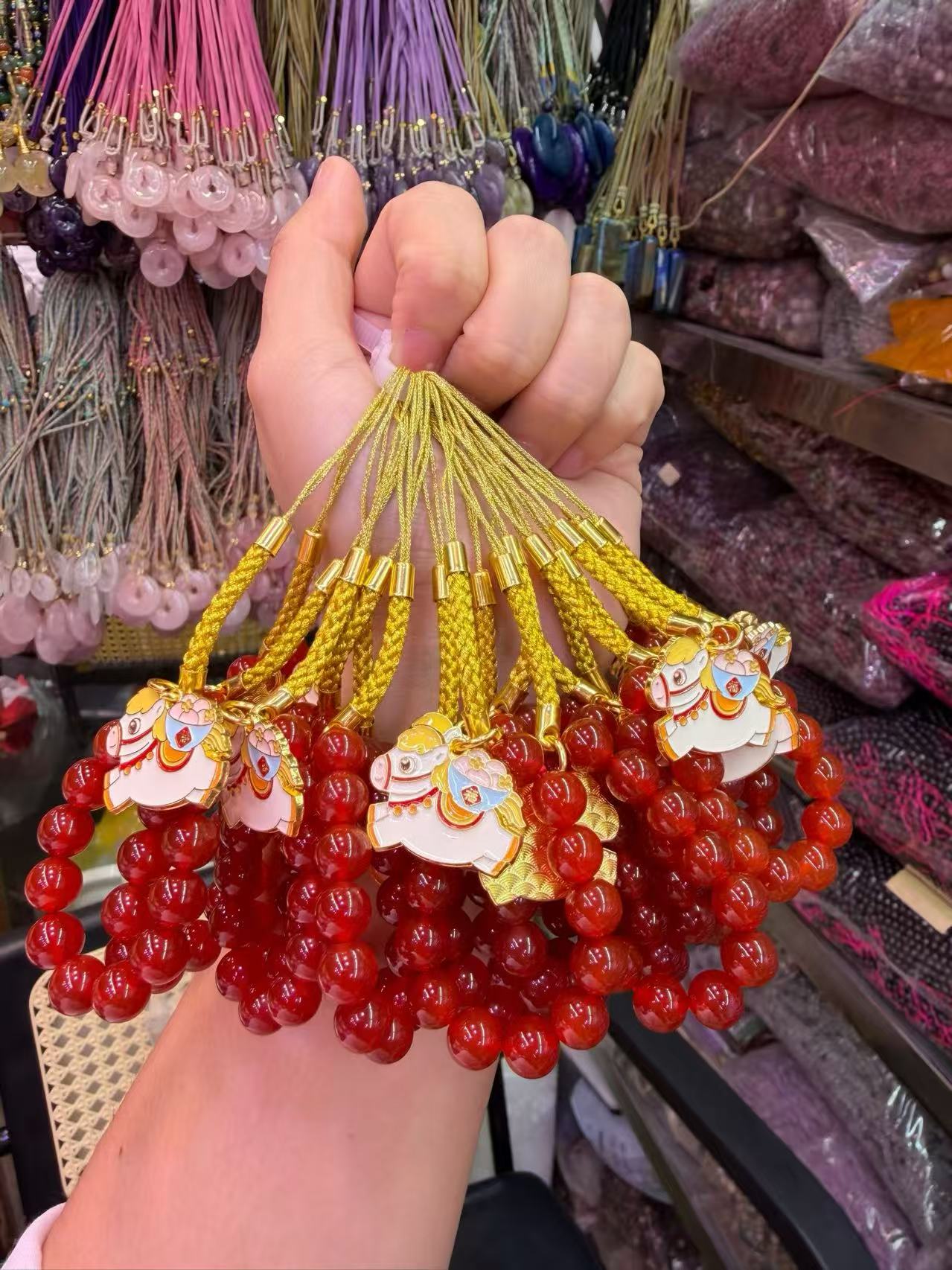 【漂亮推荐】玛瑙马到成功圆珠手机挂多样性发一件