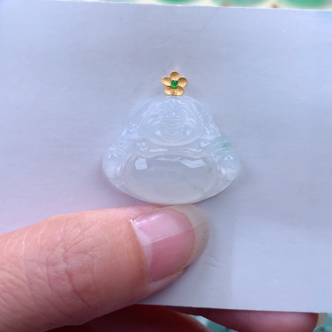 翡翠吊坠(不含链)18K金镶嵌