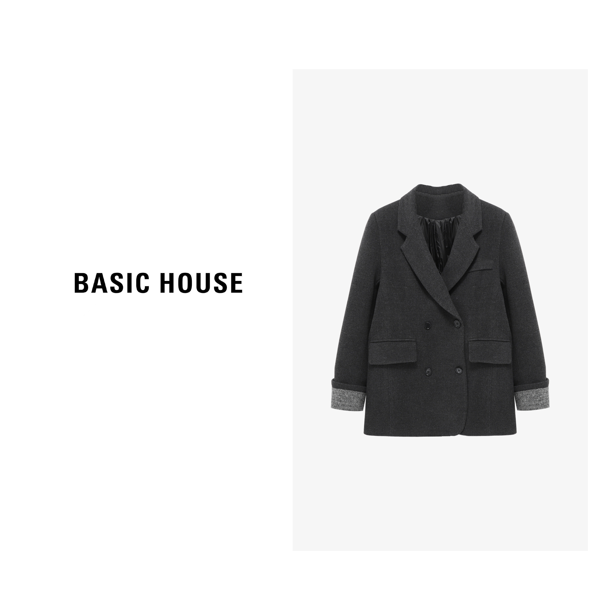 Basic House/百家好冬季时尚休闲保暖白鸭绒女羽绒服-B06245C1382