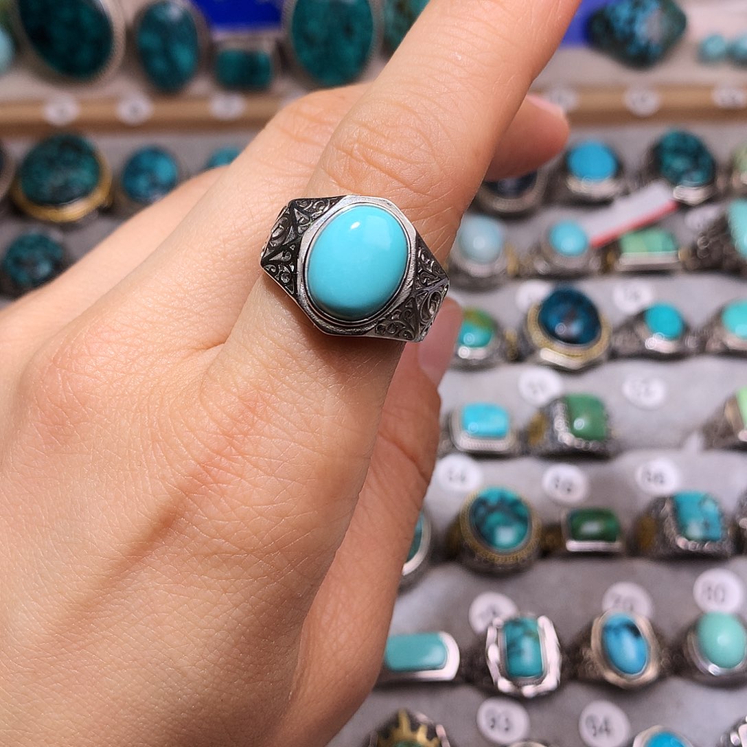 绿松石挂件银S925镶嵌