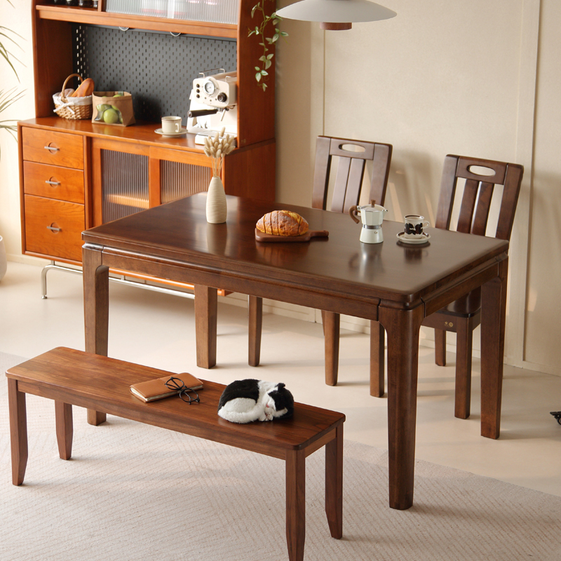 青岛一木 全实木餐桌 现代简约饭桌 纯实木餐桌椅 长餐桌家用书桌