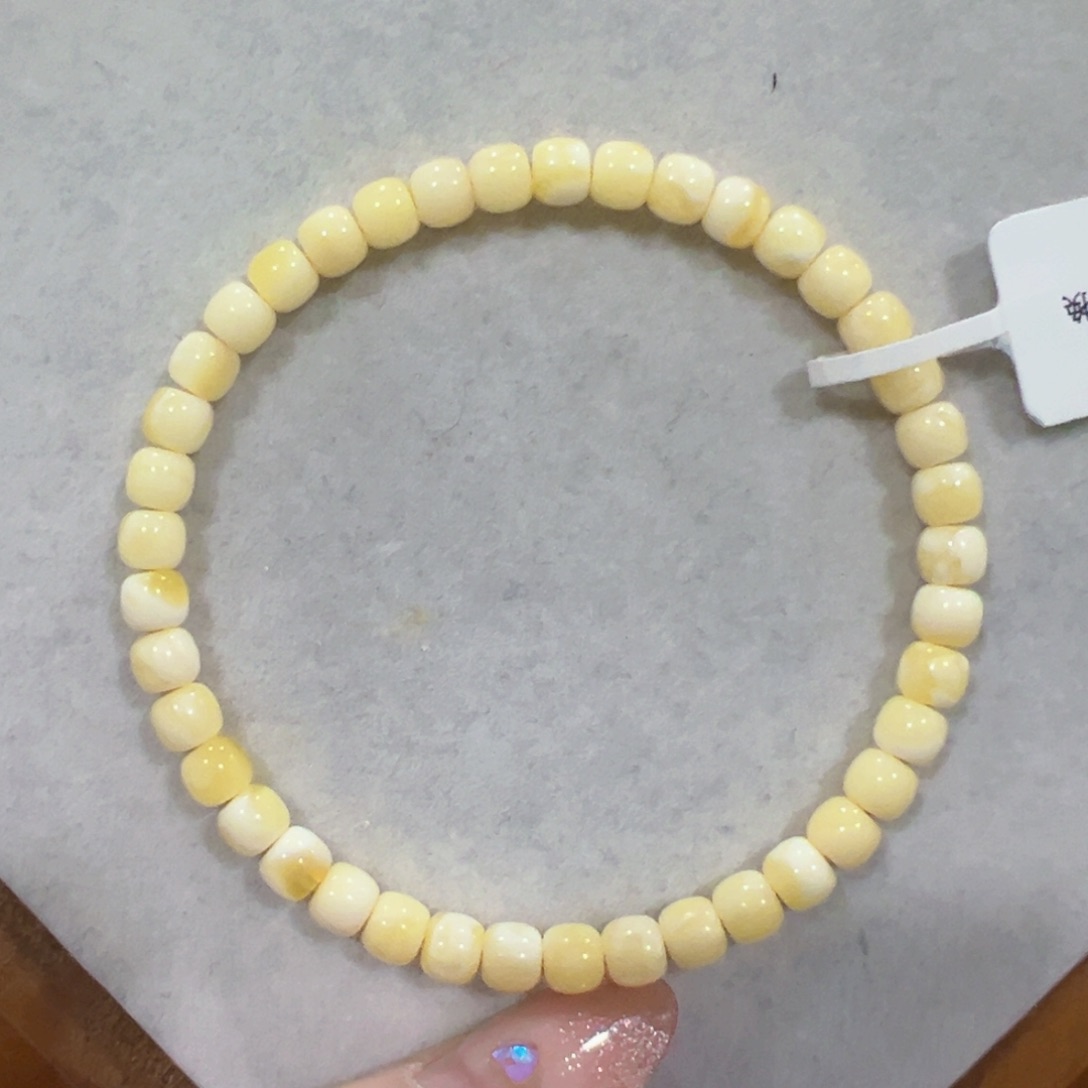 蜜蜡手链未镶嵌5m金瓷白