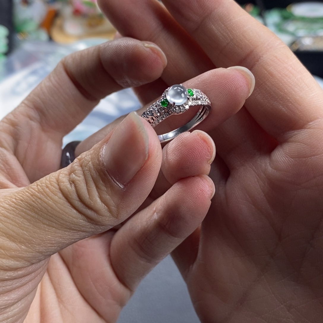 …***潼翡翠18K金镶嵌戒指天然翡翠