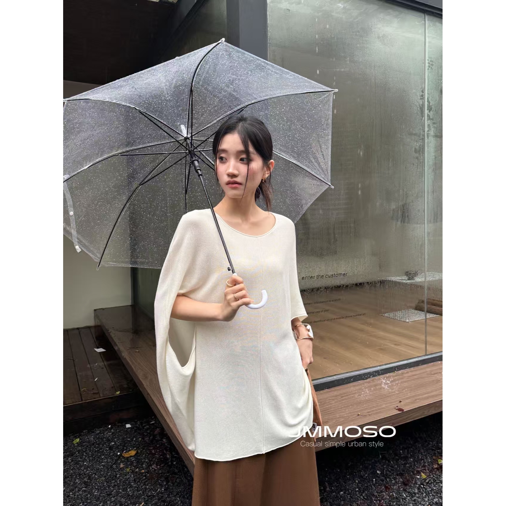 ZY 福（1zyjc2659#）高级极简-圆领线条斗篷式针织衫12-29 